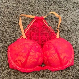 Pink/ orange front clasp bra from pink